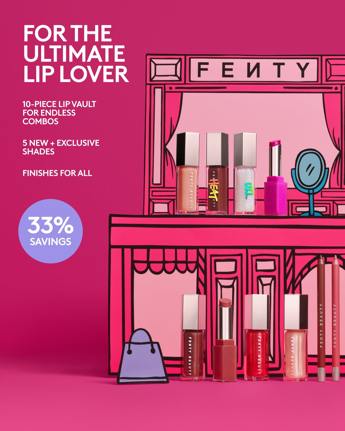 The Fenty Beauty Lip Vault 10-Piece Lip Gloss + Liner Set