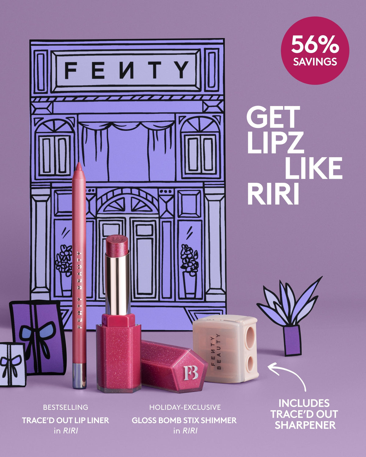 Lipz Like Riri 2-Piece Lip Set + Sharpener