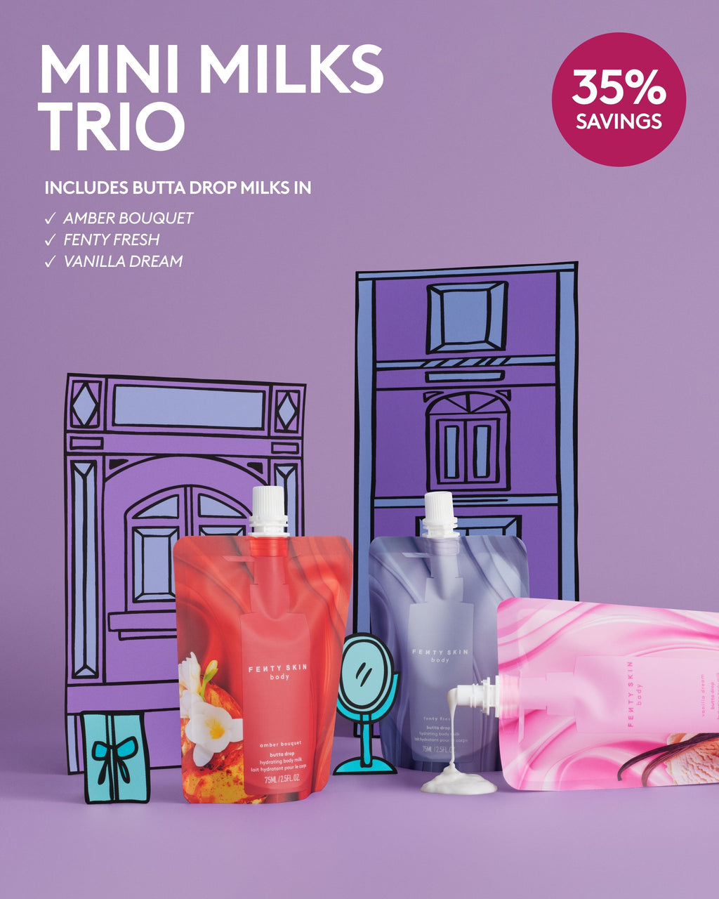 Mini Milks Hydrating Body Milk Travel Pouch Trio