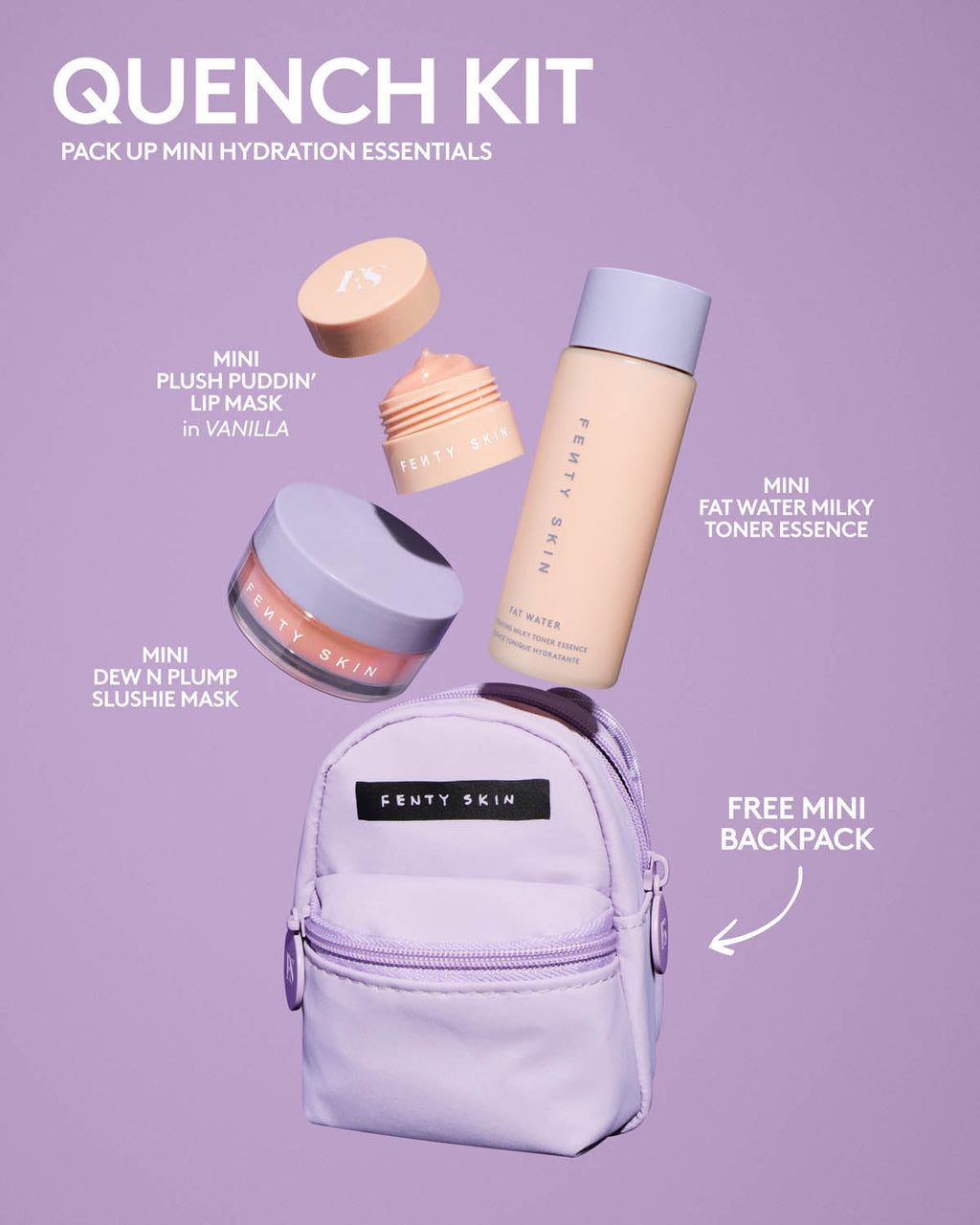 Quench Kit Mini 3-Piece Hydrating Skincare Set + Bag